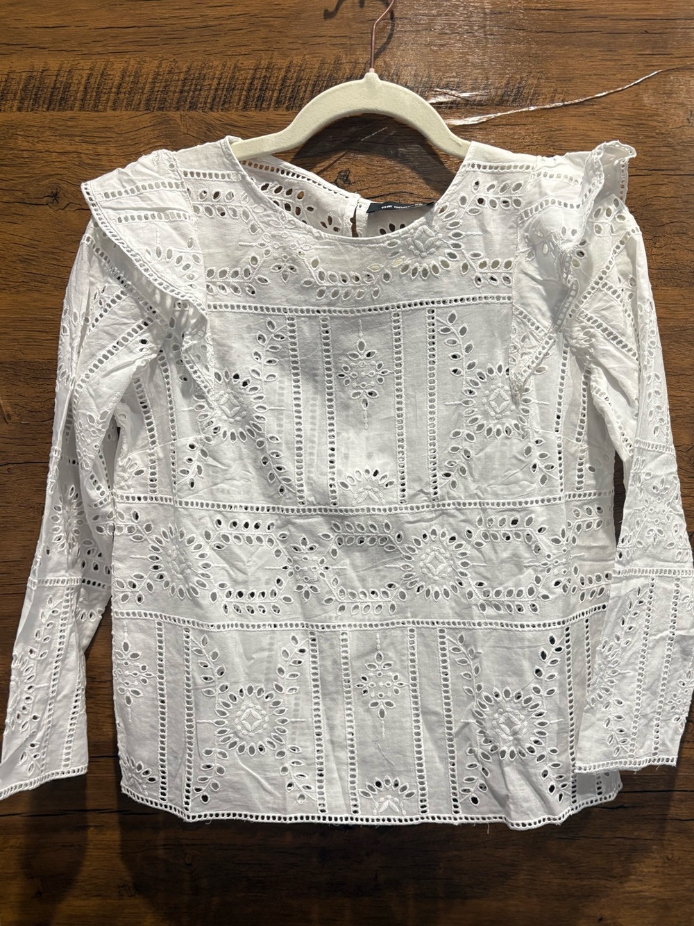 The Kooples White Eyelet Ruffle-Trim Blouse - Picture 4 of 10